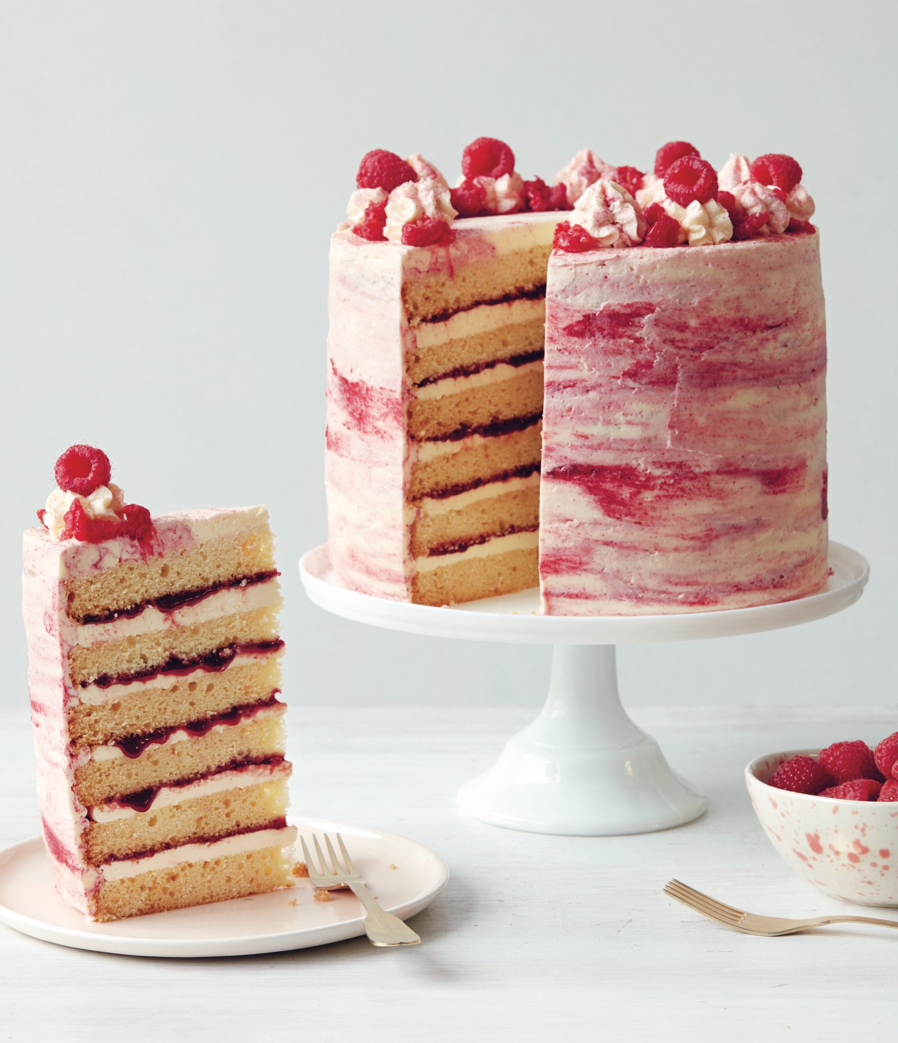 Raspberry Ripple Cake | Afternoon Tea at the Cutter &amp; Squidge Bakery